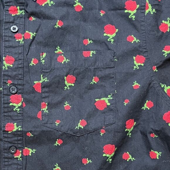 Empyre Black Shirt with Red Floral Design - Picture 3 of 5